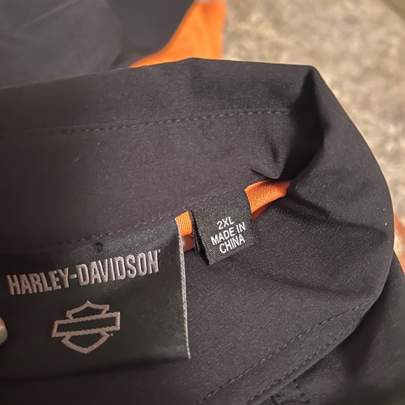 Harley-Davidson Black and Orange Button Down Shirt - Picture 3 of 3